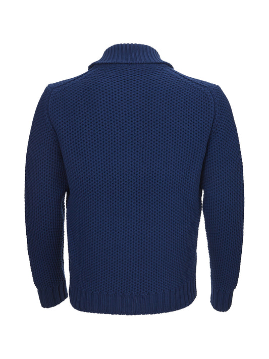 Elegant Wool Blu Zip Sweater