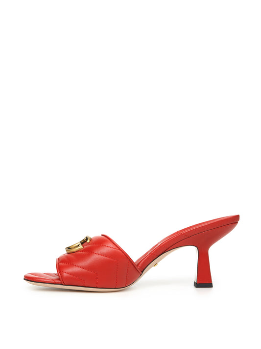 Glamorous Red Leather Matelassé Sandals