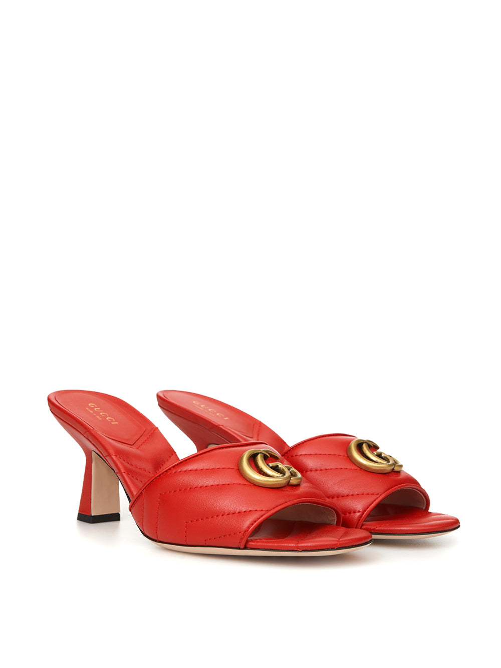 Glamorous Red Leather Matelassé Sandals