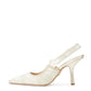 Elegant Ivory Slingback Pumps with Embroidery