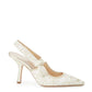 Elegant Ivory Slingback Pumps with Embroidery