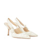 Elegant Ivory Slingback Pumps with Embroidery