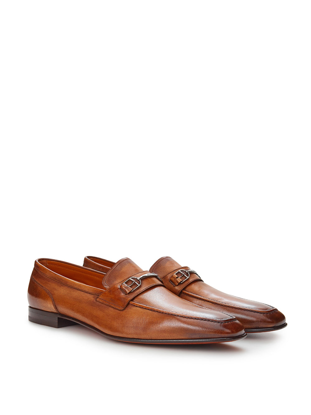 Elegant Tobacco Leather Loafers with Fade Effect