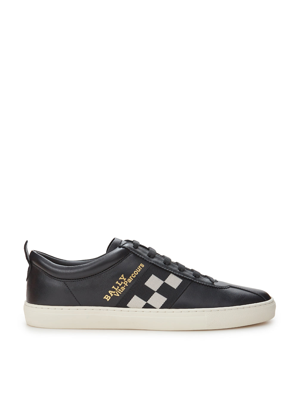 Elegant Black Leather Vita-Parcours Sneakers