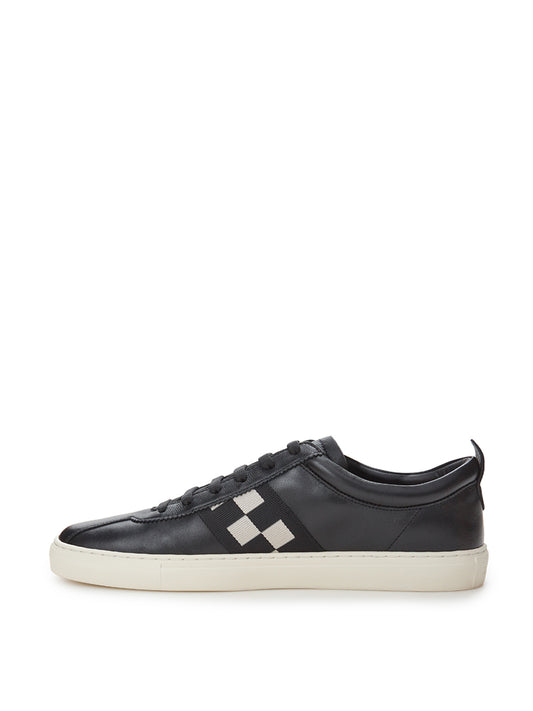 Elegant Black Leather Vita-Parcours Sneakers