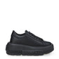 Elevate Your Style: Black Leather Maxi Platform Sneakers