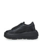 Elevate Your Style: Black Leather Maxi Platform Sneakers