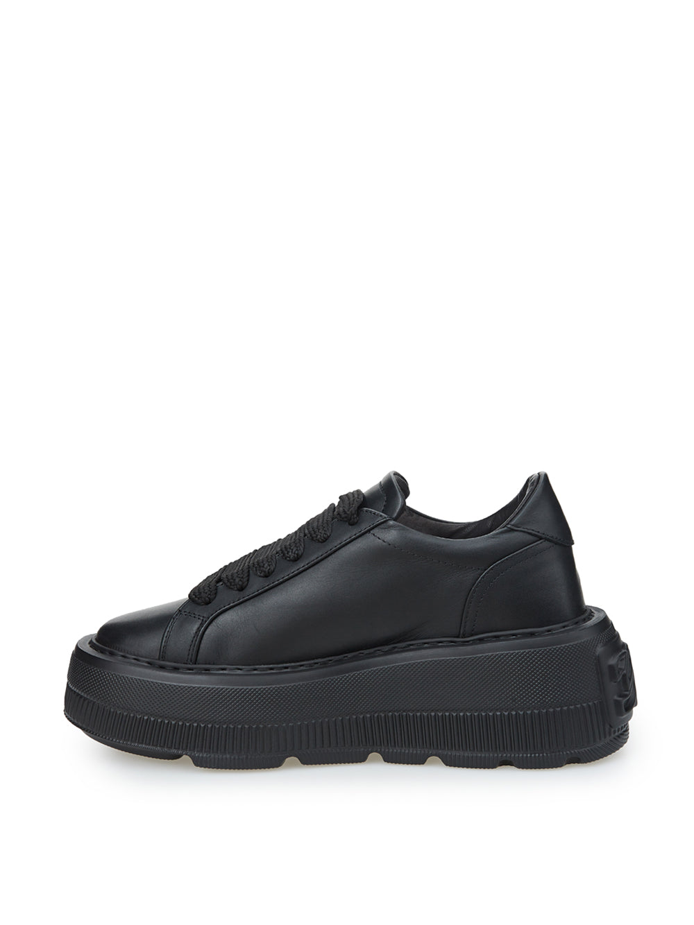 Elevate Your Style: Black Leather Maxi Platform Sneakers