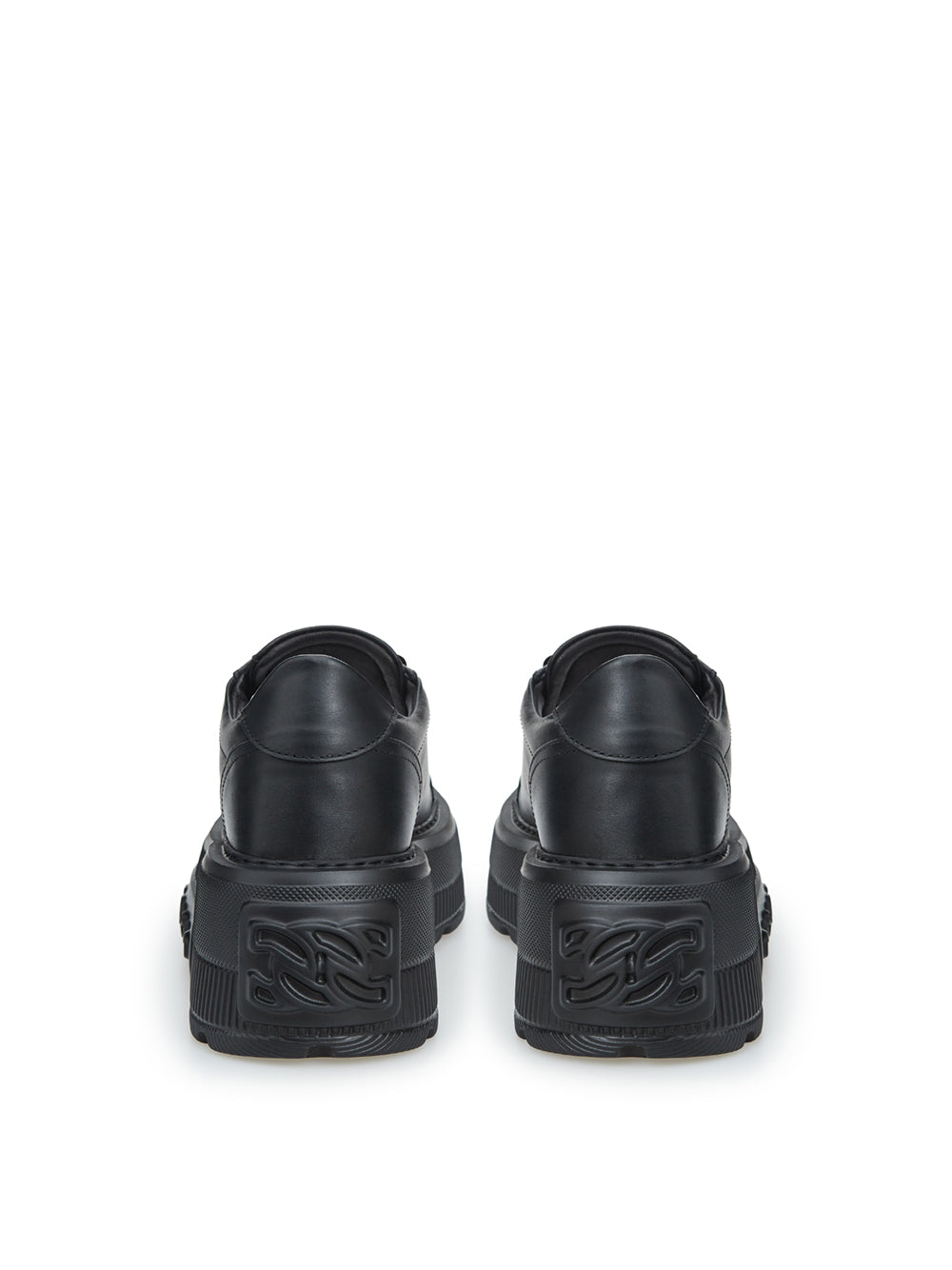 Elevate Your Style: Black Leather Maxi Platform Sneakers