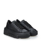 Elevate Your Style: Black Leather Maxi Platform Sneakers
