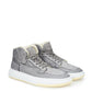 Elevated Grey High-Top Fur-Lined Sneakers