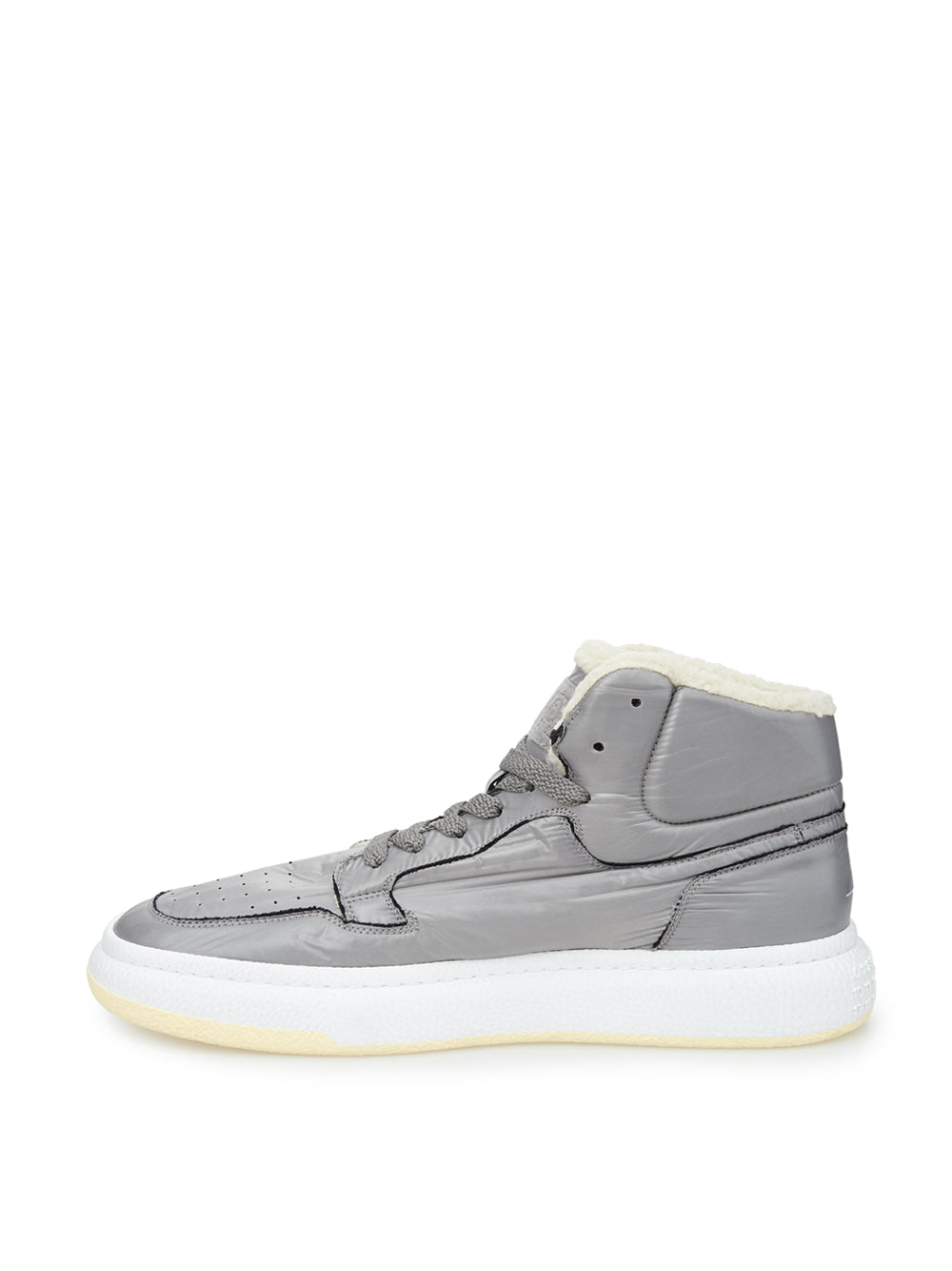 Elevated Grey High-Top Fur-Lined Sneakers