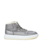 Elevated Grey High-Top Fur-Lined Sneakers