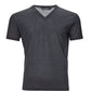 Elegant Dark Grey Silk V-Neck T-Shirt