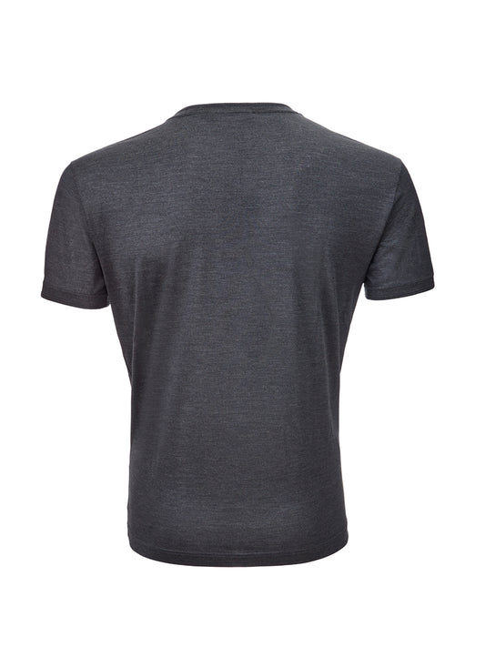 Elegant Dark Grey Silk V-Neck T-Shirt