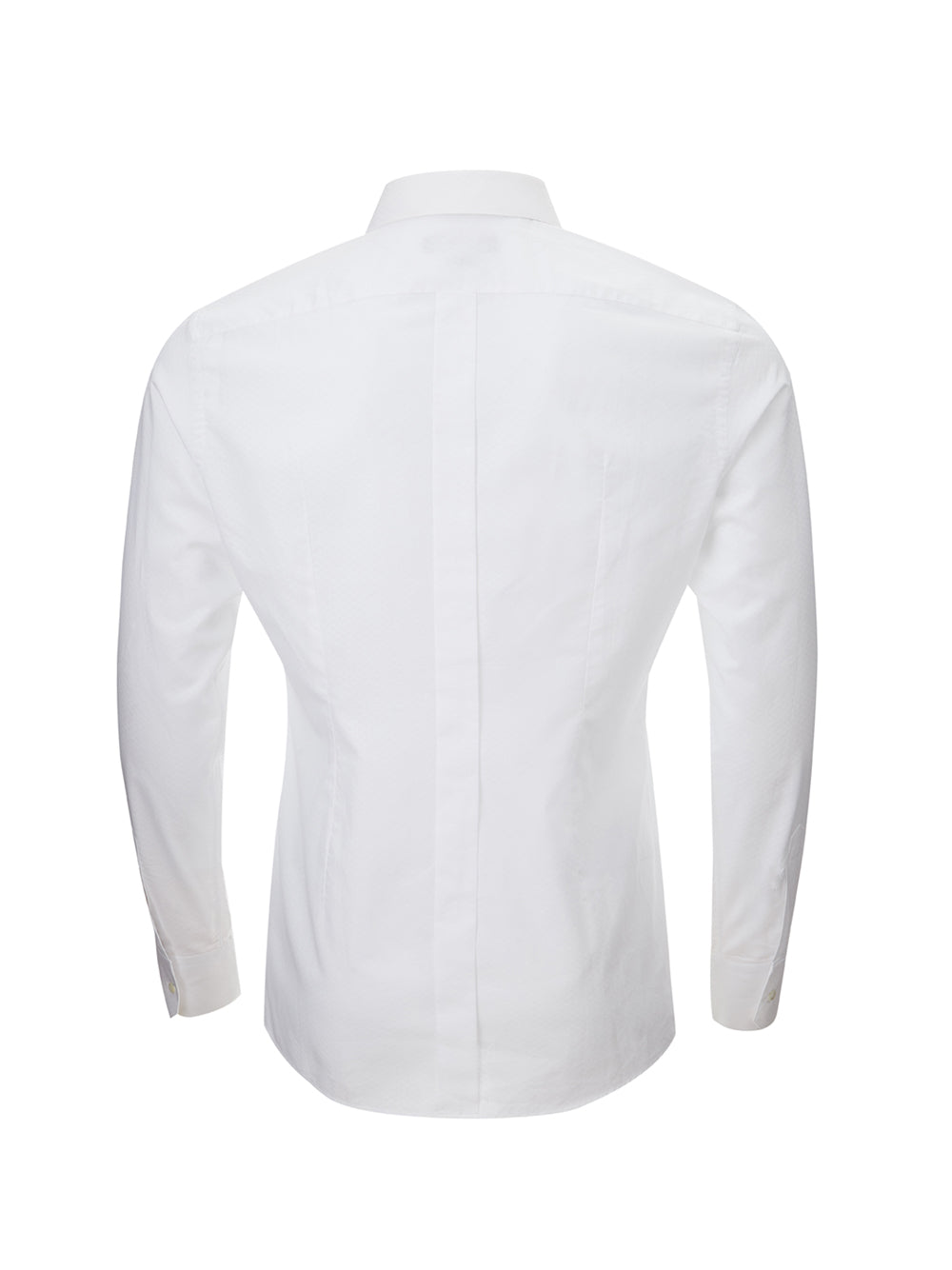 Elegant White Cotton Micro Honeycomb Shirt