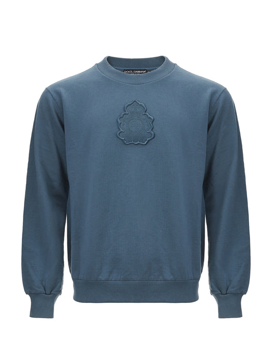 Elegant Petrol Blue Cotton Sweatshirt