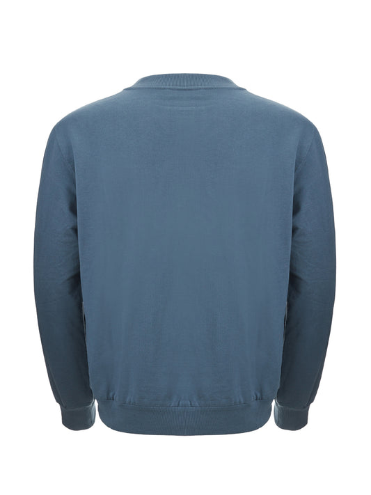 Elegant Petrol Blue Cotton Sweatshirt