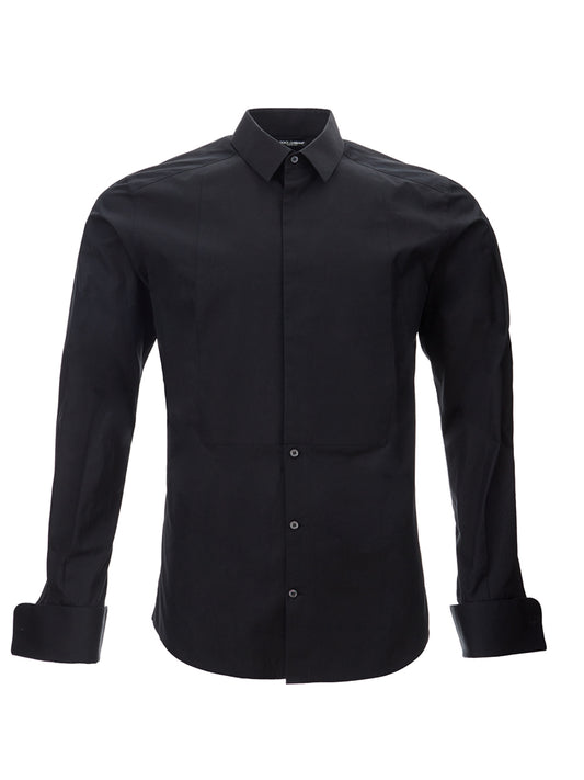 Elegant Slim Fit Black Cotton Shirt