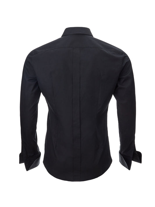 Elegant Slim Fit Black Cotton Shirt