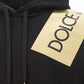 Elegant Black Hooded Sweatshirt with Gold Accents