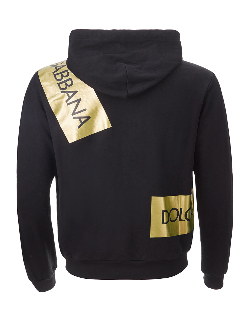 Elegant Black Hooded Sweatshirt with Gold Accents