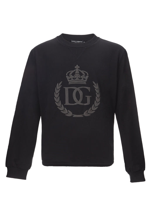 Elegant Black Crown Logo Sweatshirt