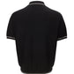 Elegant Black Knit Cotton Polo Shirt