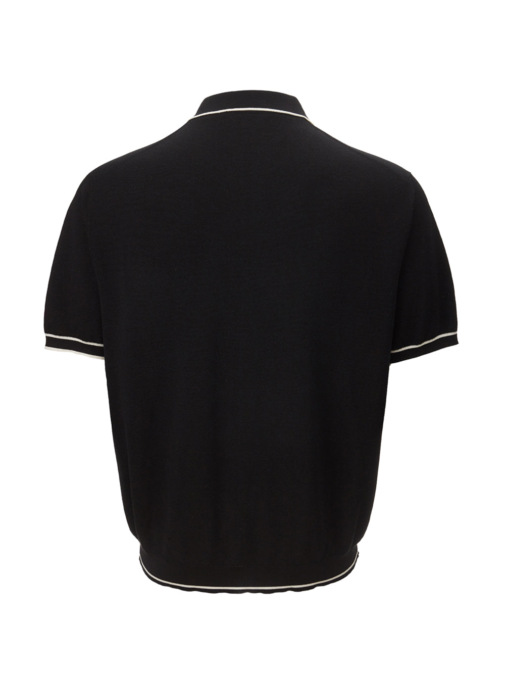 Elegant Black Knit Cotton Polo Shirt
