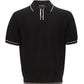 Elegant Black Knit Cotton Polo Shirt