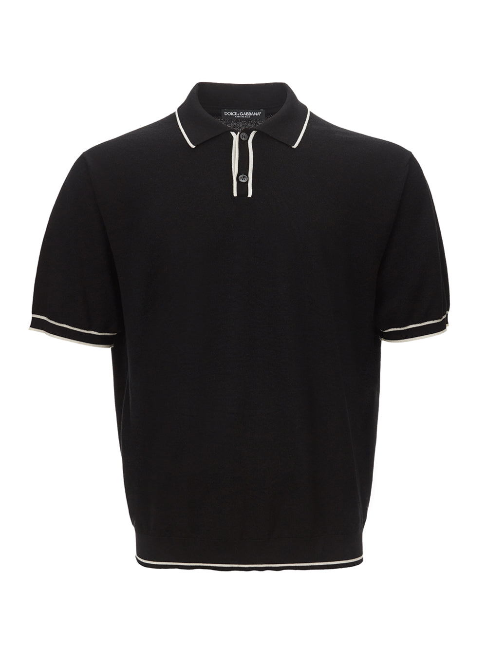 Elegant Black Knit Cotton Polo Shirt