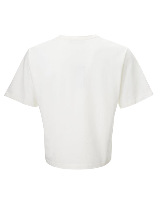 Elegant White Cotton Tee with 3D Logo