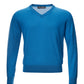 Elegant V-Neck Blue Silk Sweater