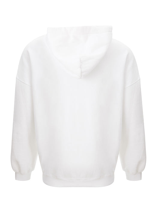 Regal White Cotton Hooded Sweater