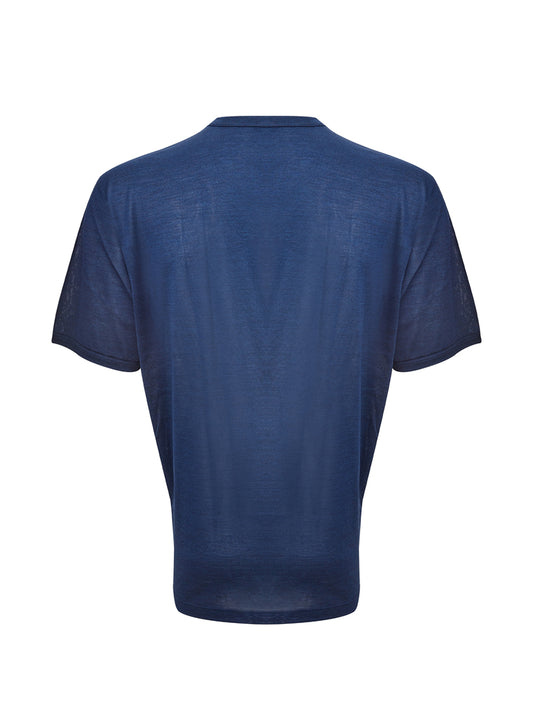 Elegant Blue Silk Men's T-Shirt