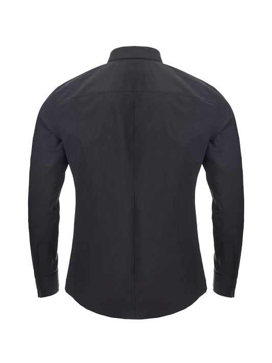 Sleek Black Cotton Stretch Slim Fit Shirt