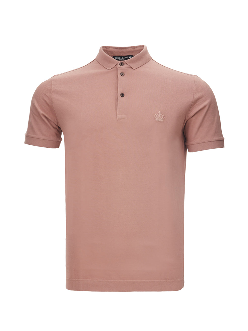 Regal Pink Cotton Polo with Crown Embroidery