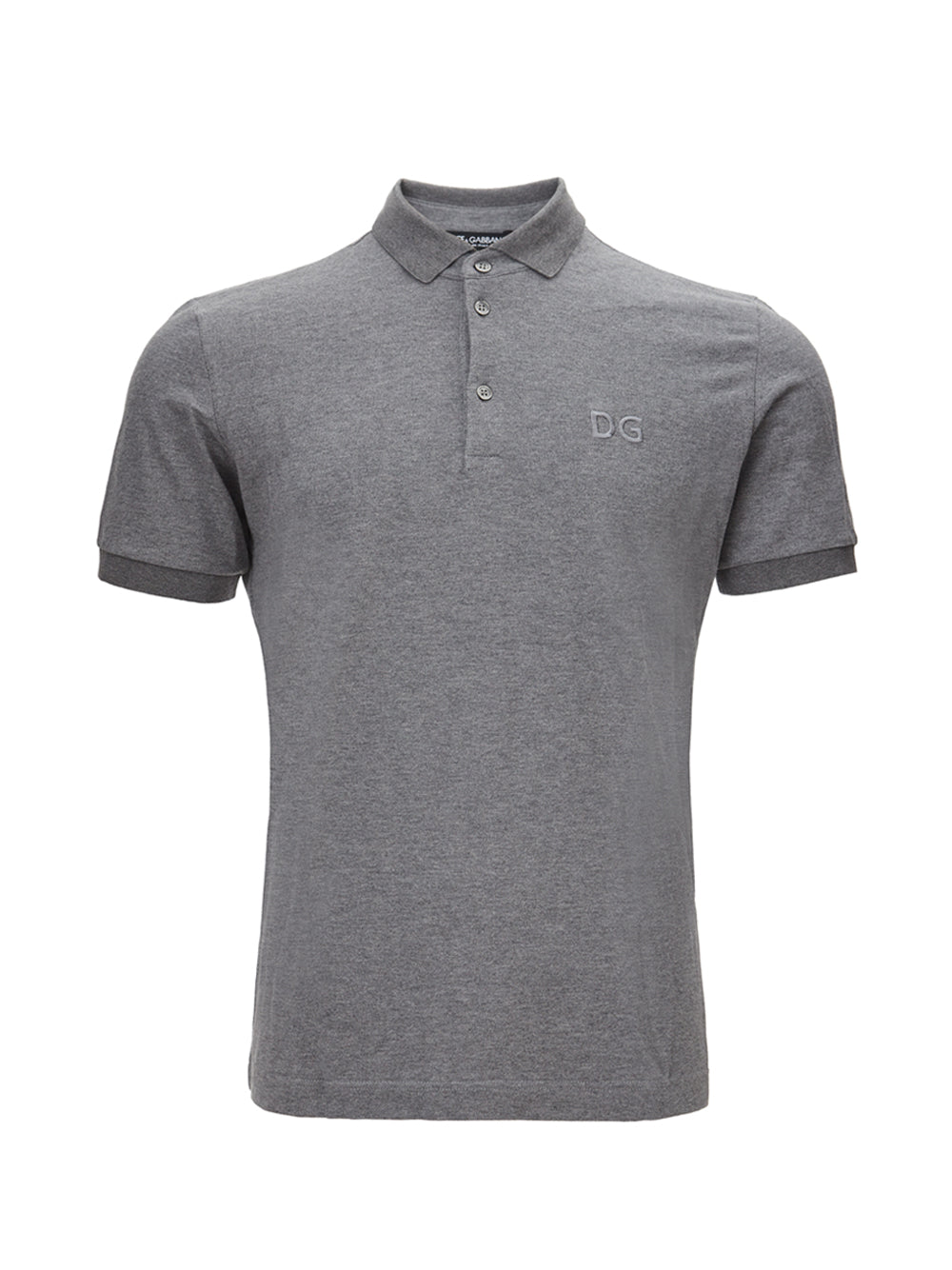 Elegant Grey Cotton Polo with Tonal Logo