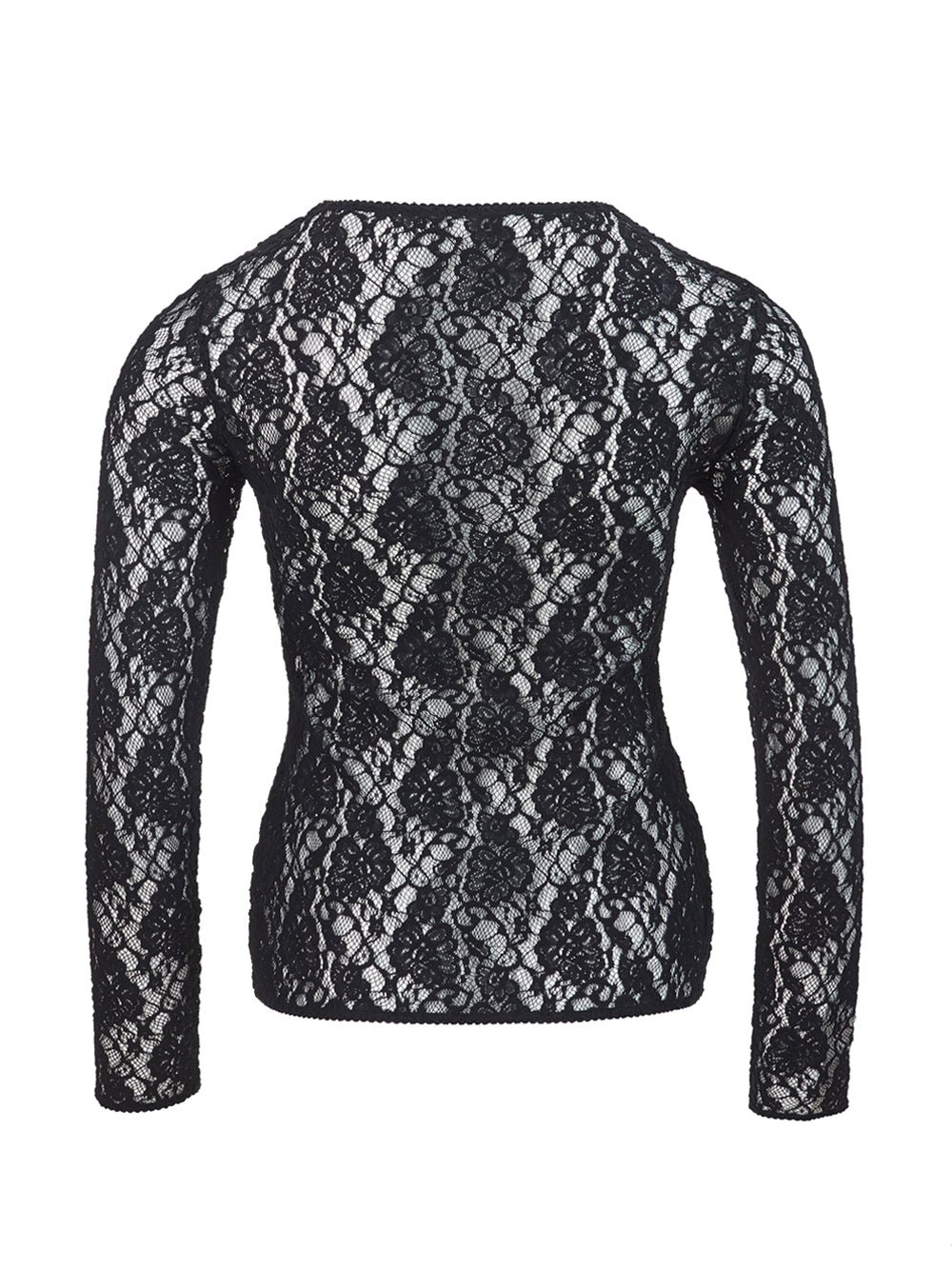 Elegant Black Lace Top with Logo Waistband