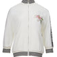 Elegant White Embroidered Zip Sweatshirt