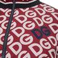 Elegant Red Logo Zip Sweatshirt