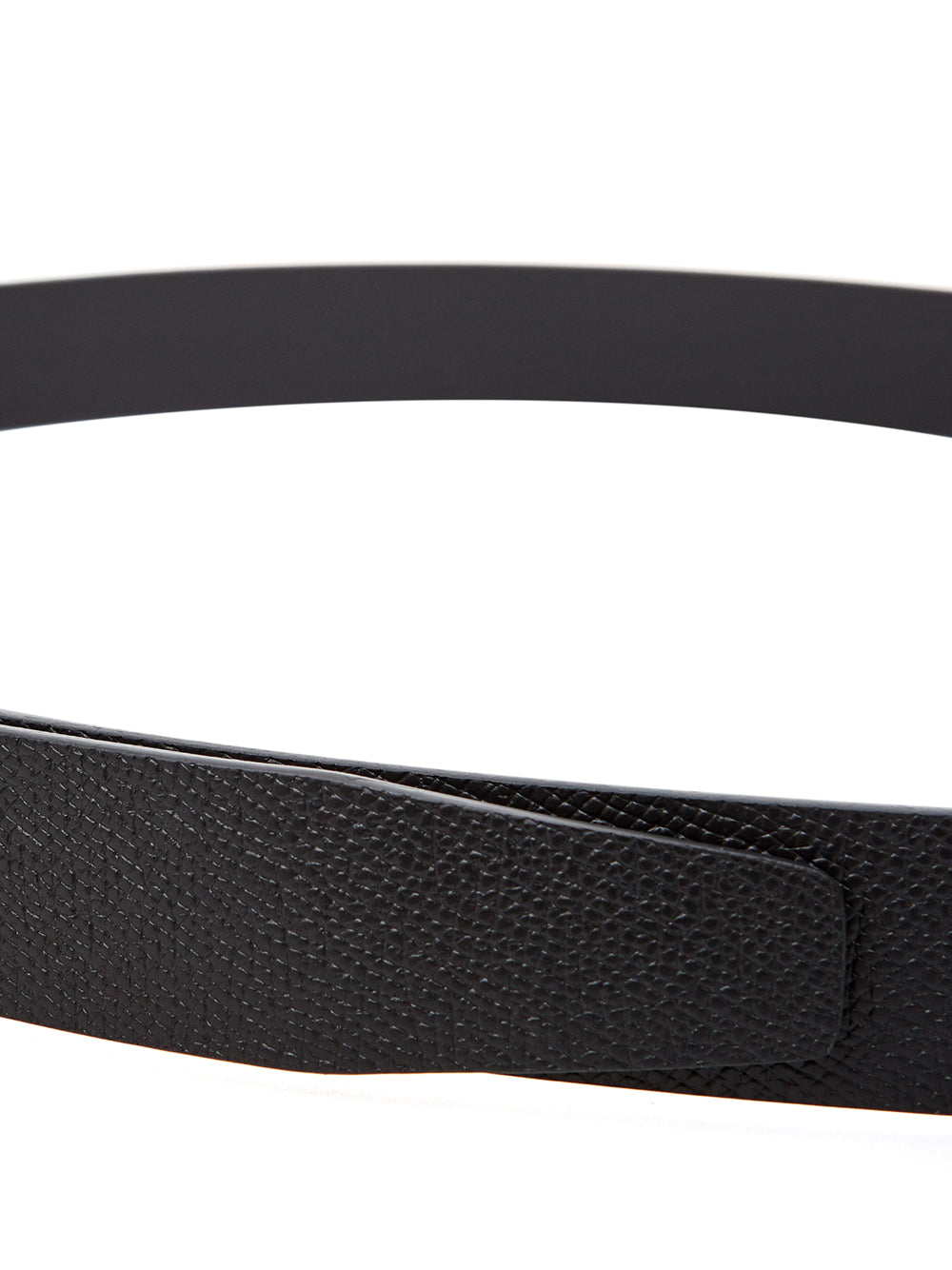 Elegant Black Leather Belt with Gold Buckle