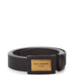 Elegant Black Leather Belt with Gold Buckle