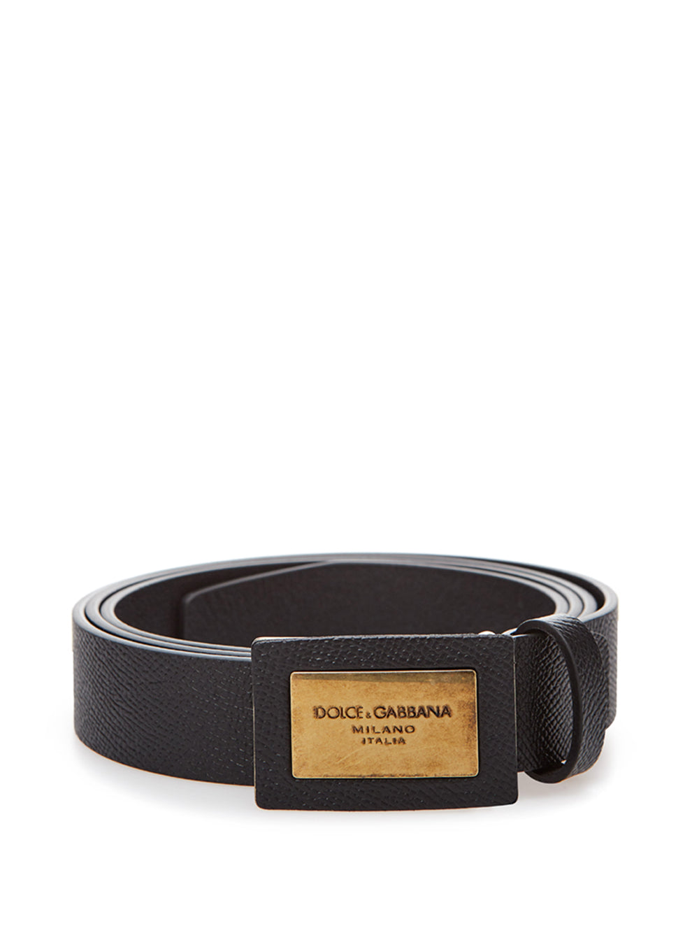 Elegant Black Leather Belt with Gold Buckle