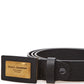 Elegant Black Leather Belt with Gold Buckle