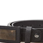 Elegant Black Leather Logo Belt