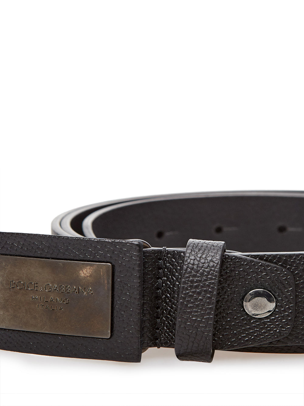 Elegant Black Leather Logo Belt