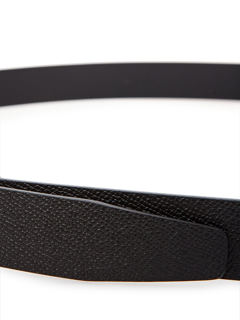 Elegant Black Leather Logo Belt