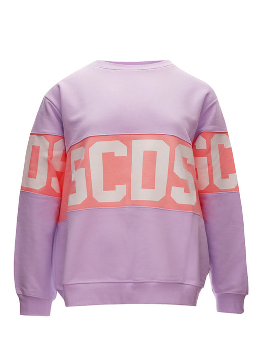 Chic Oversized Violet Sweatshirt with Logo Detail