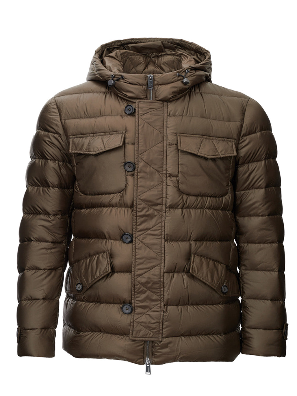 Elegant Quilted Bronze Hooded Jacket